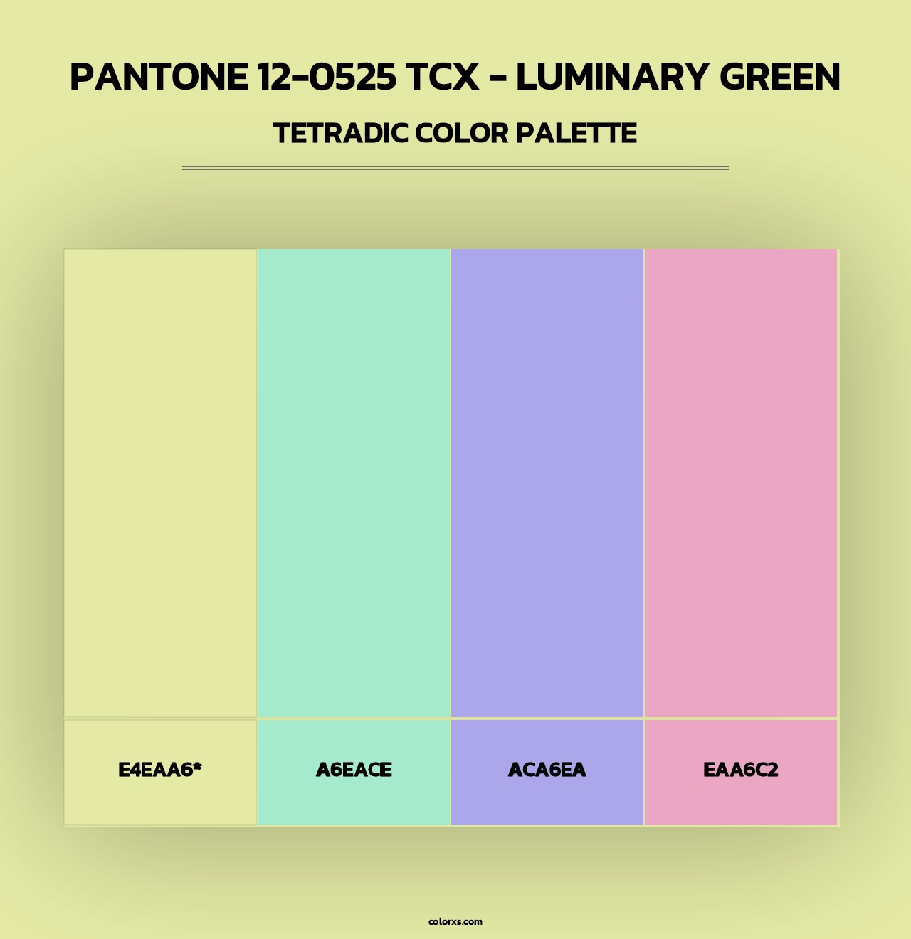 PANTONE 12-0525 TCX - Luminary Green - Tetradic Color Palette