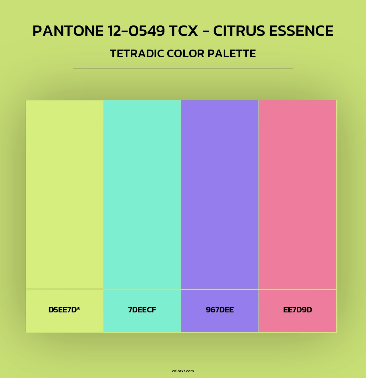 PANTONE 12-0549 TCX - Citrus Essence - Tetradic Color Palette