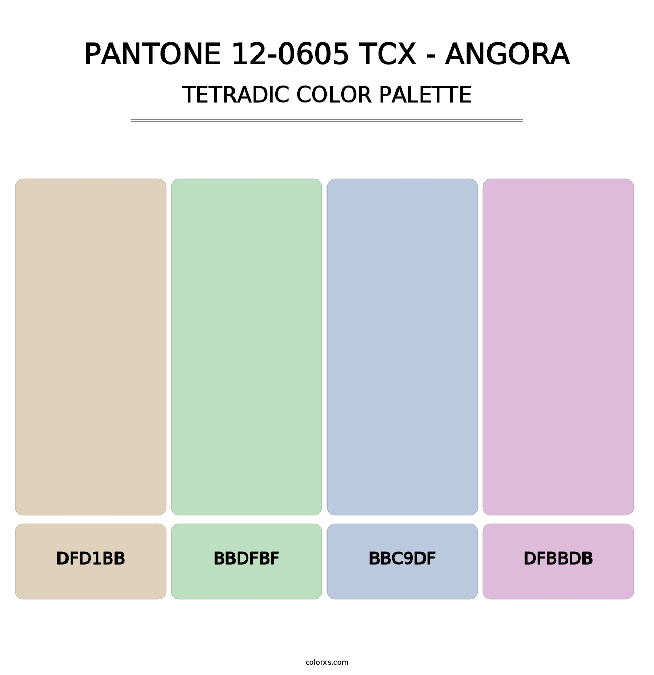 PANTONE 12-0605 TCX - Angora - Tetradic Color Palette
