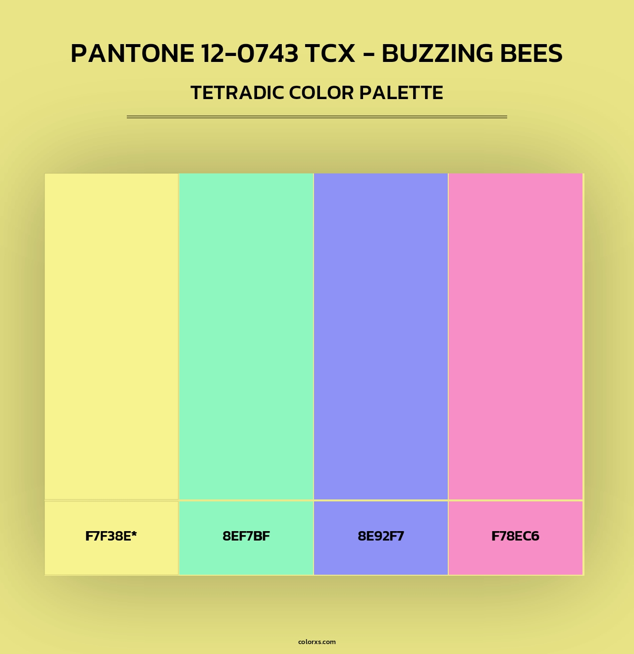 PANTONE 12-0743 TCX - Buzzing Bees - Tetradic Color Palette
