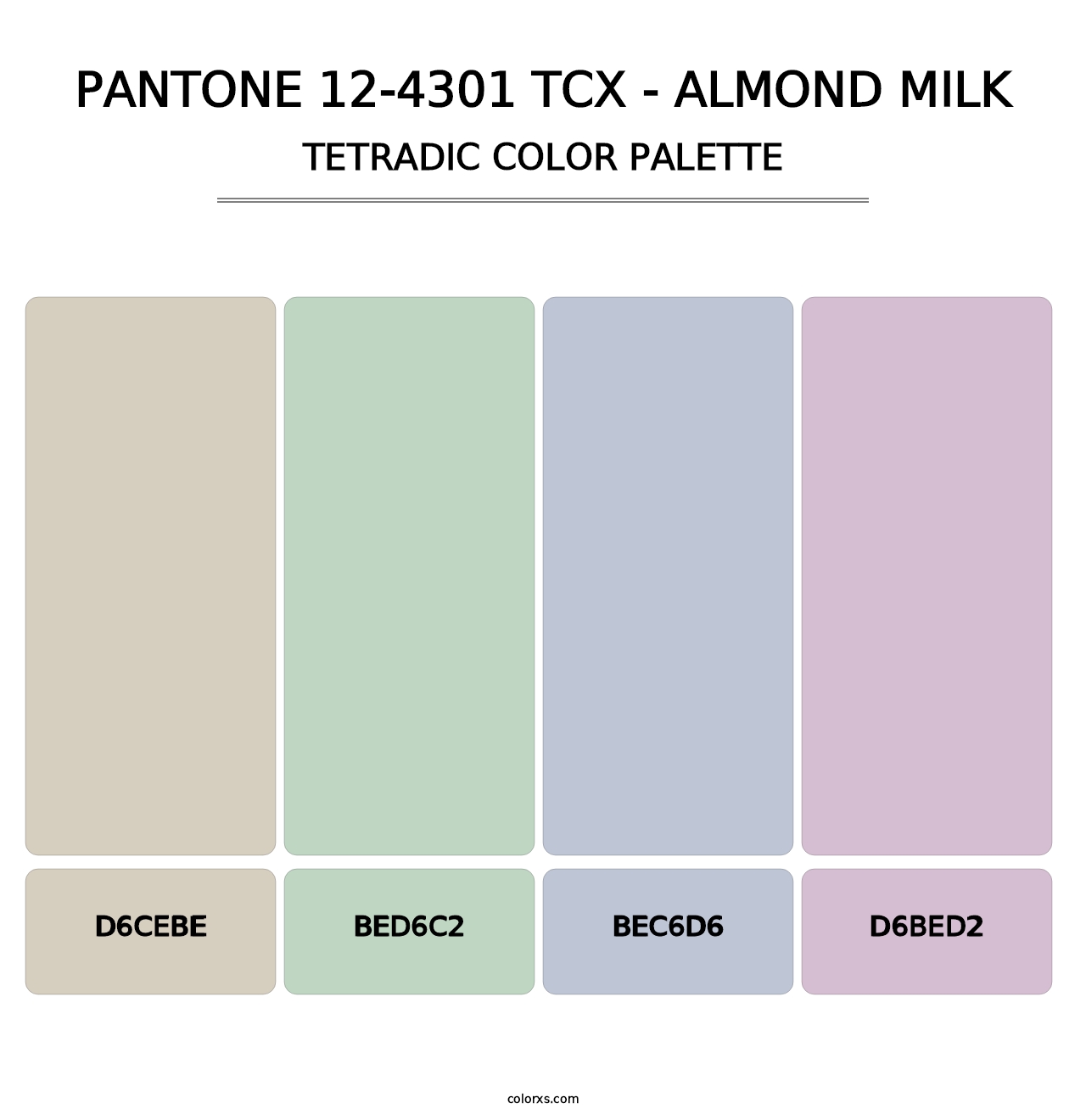 PANTONE 12-4301 TCX - Almond Milk - Tetradic Color Palette