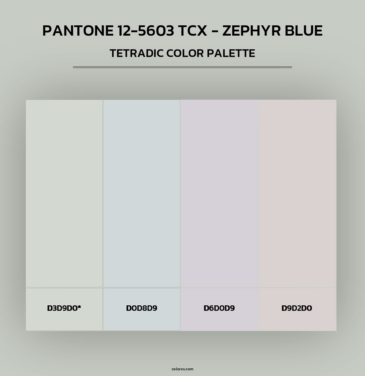 PANTONE 12-5603 TCX - Zephyr Blue - Tetradic Color Palette