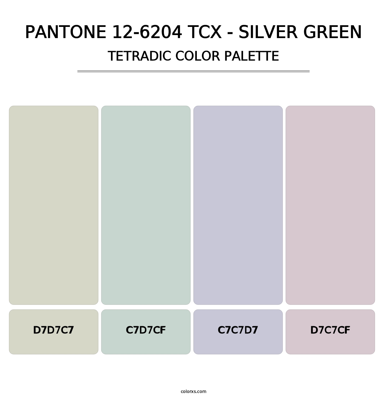 PANTONE 12-6204 TCX - Silver Green - Tetradic Color Palette