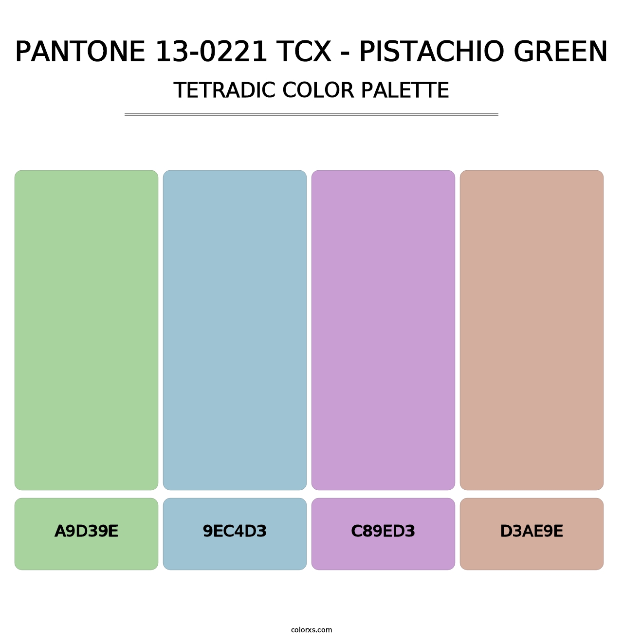 PANTONE 13-0221 TCX - Pistachio Green - Tetradic Color Palette