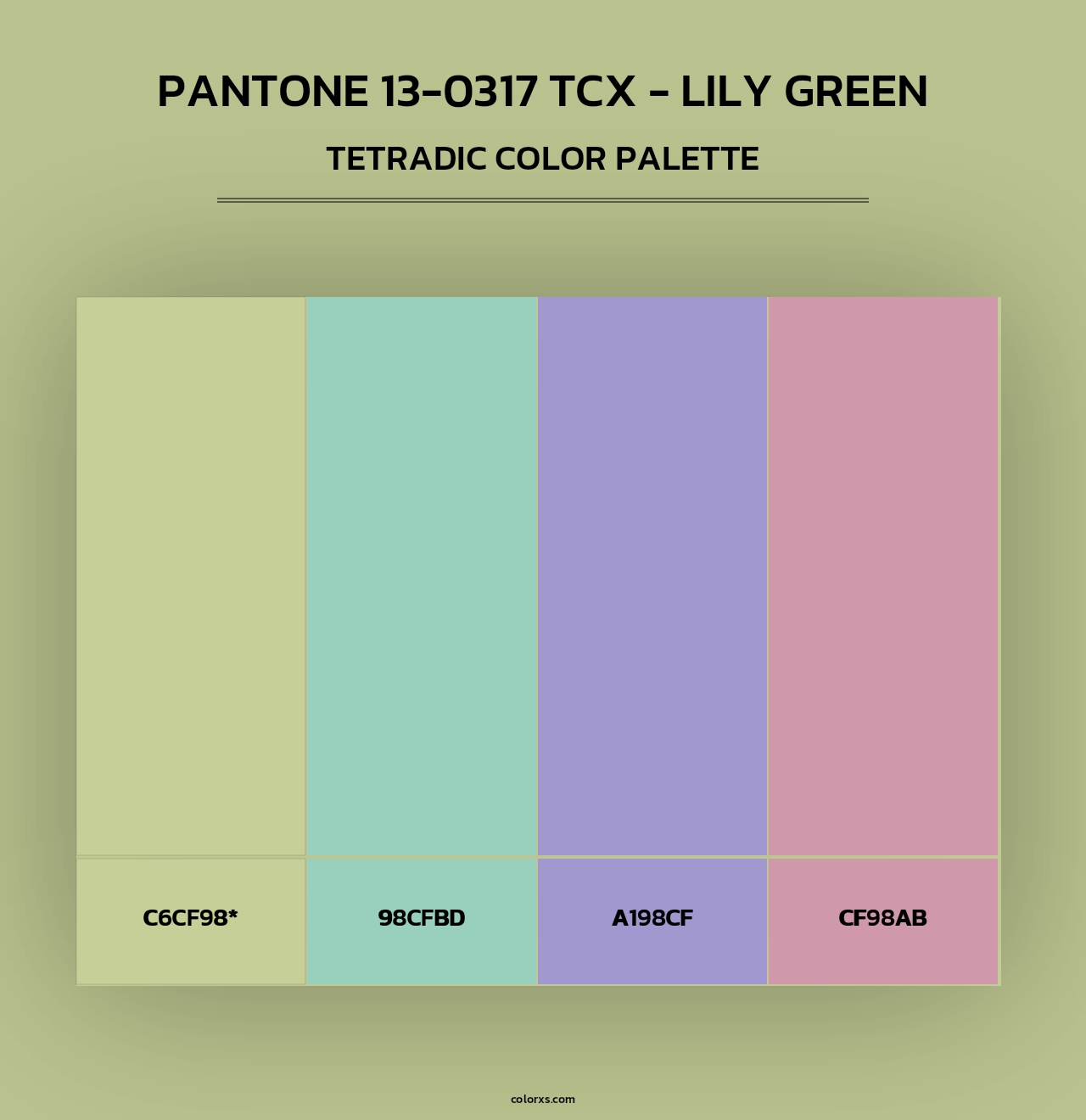 PANTONE 13-0317 TCX - Lily Green - Tetradic Color Palette