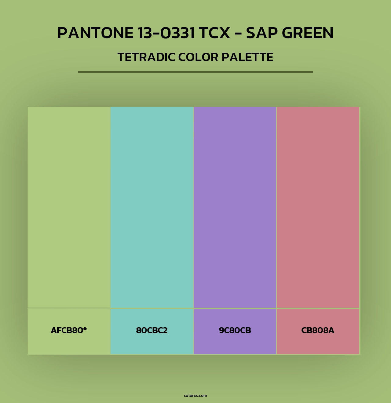 PANTONE 13-0331 TCX - Sap Green - Tetradic Color Palette