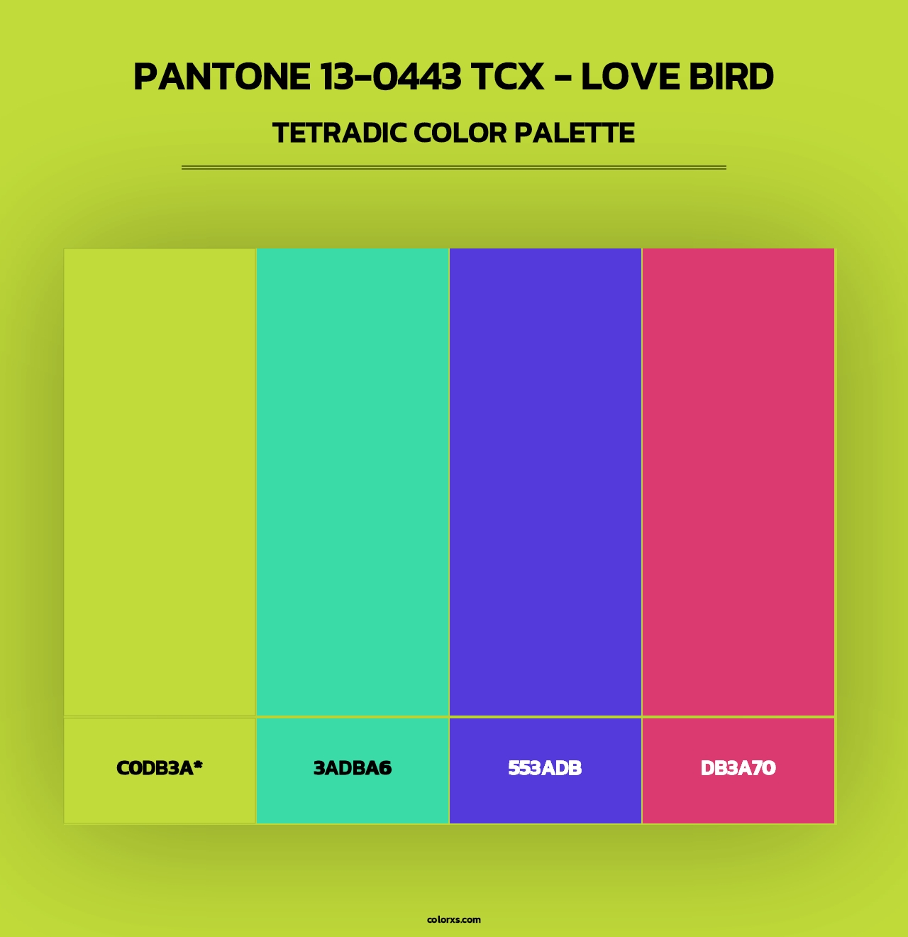 PANTONE 13-0443 TCX - Love Bird - Tetradic Color Palette