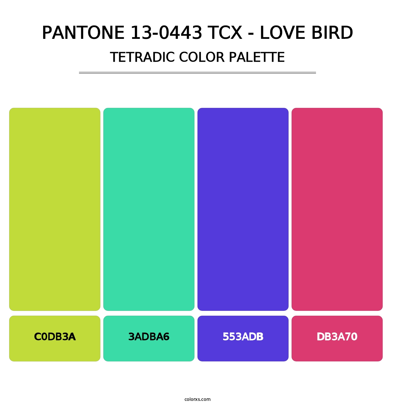 PANTONE 13-0443 TCX - Love Bird - Tetradic Color Palette