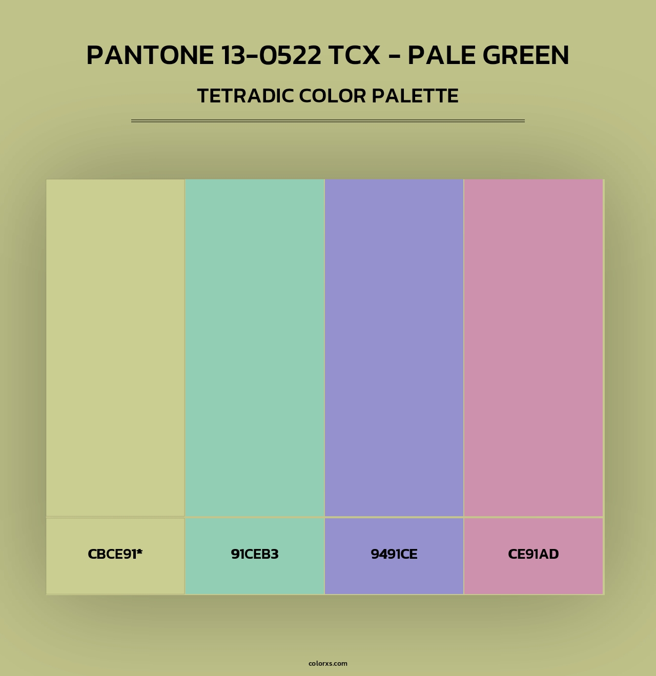 PANTONE 13-0522 TCX - Pale Green - Tetradic Color Palette