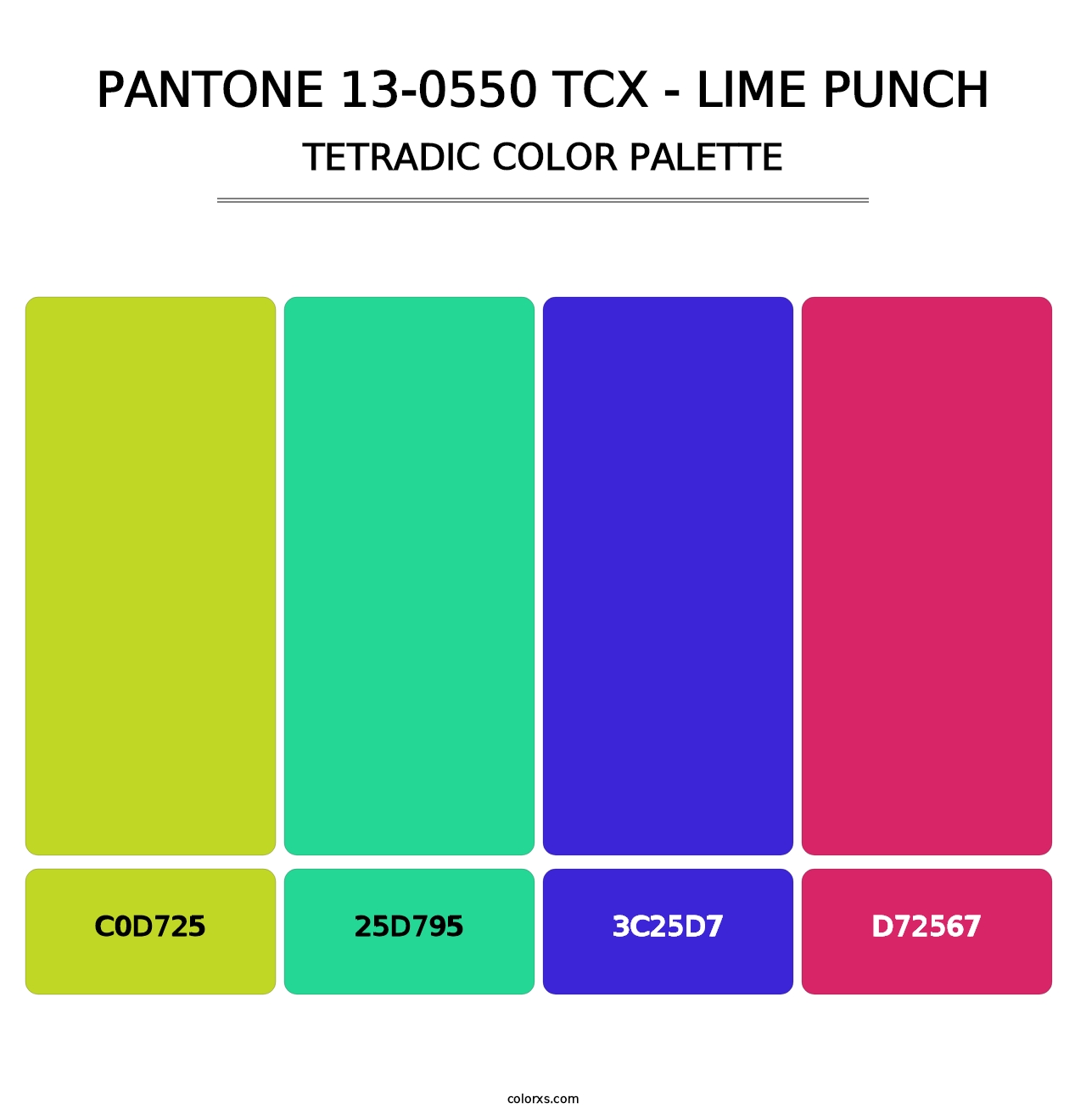 PANTONE 13-0550 TCX - Lime Punch - Tetradic Color Palette