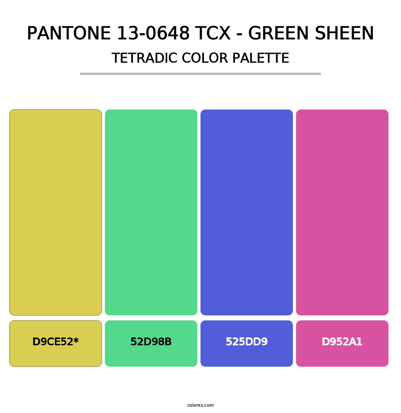 PANTONE 13-0648 TCX - Green Sheen - Tetradic Color Palette