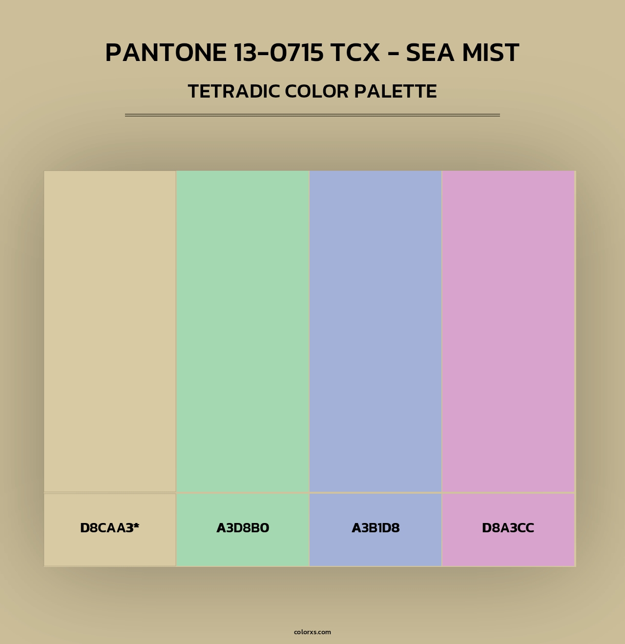 PANTONE 13-0715 TCX - Sea Mist - Tetradic Color Palette