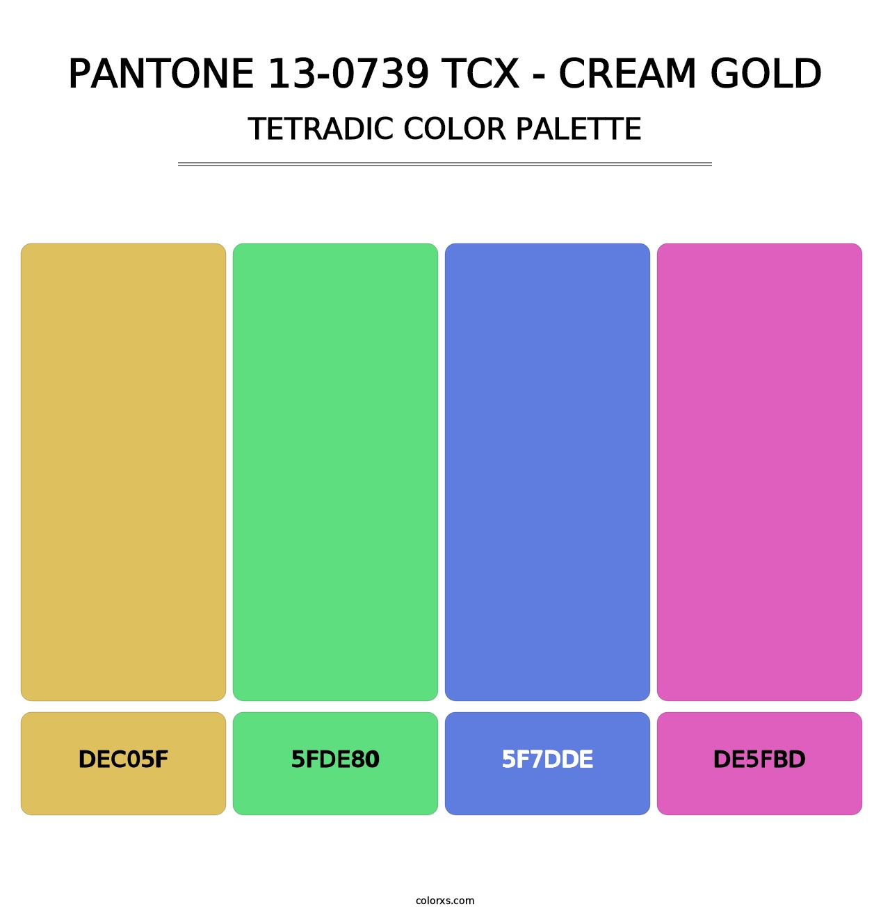PANTONE 13-0739 TCX - Cream Gold - Tetradic Color Palette