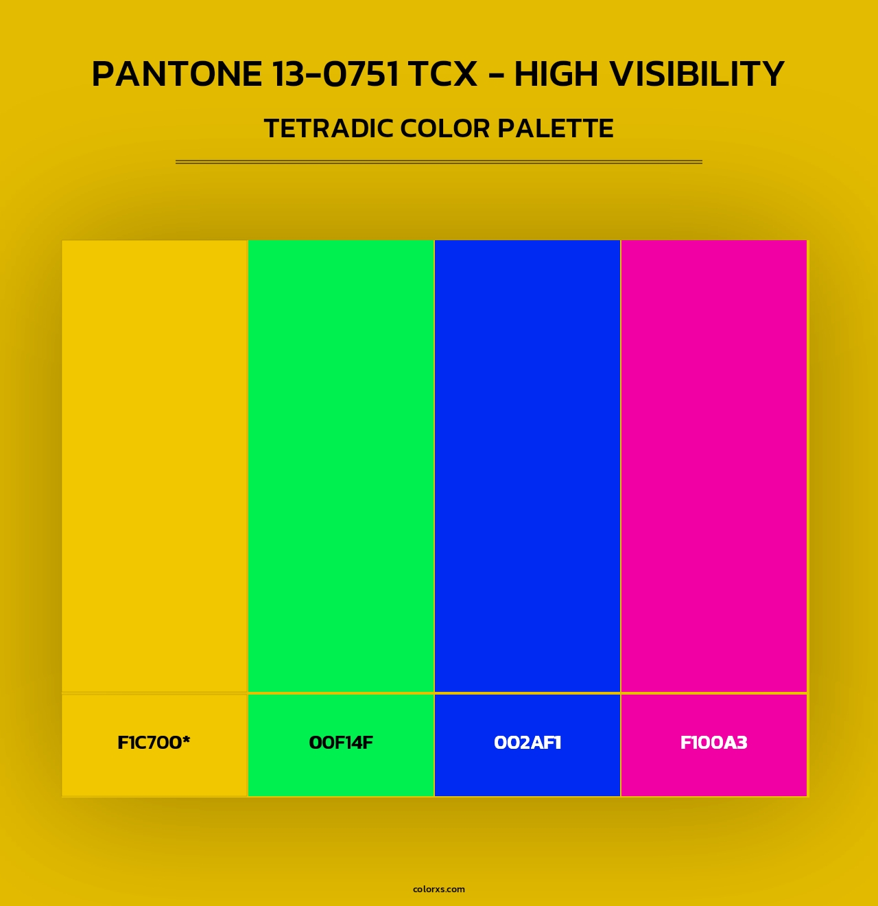 PANTONE 13-0751 TCX - High Visibility - Tetradic Color Palette