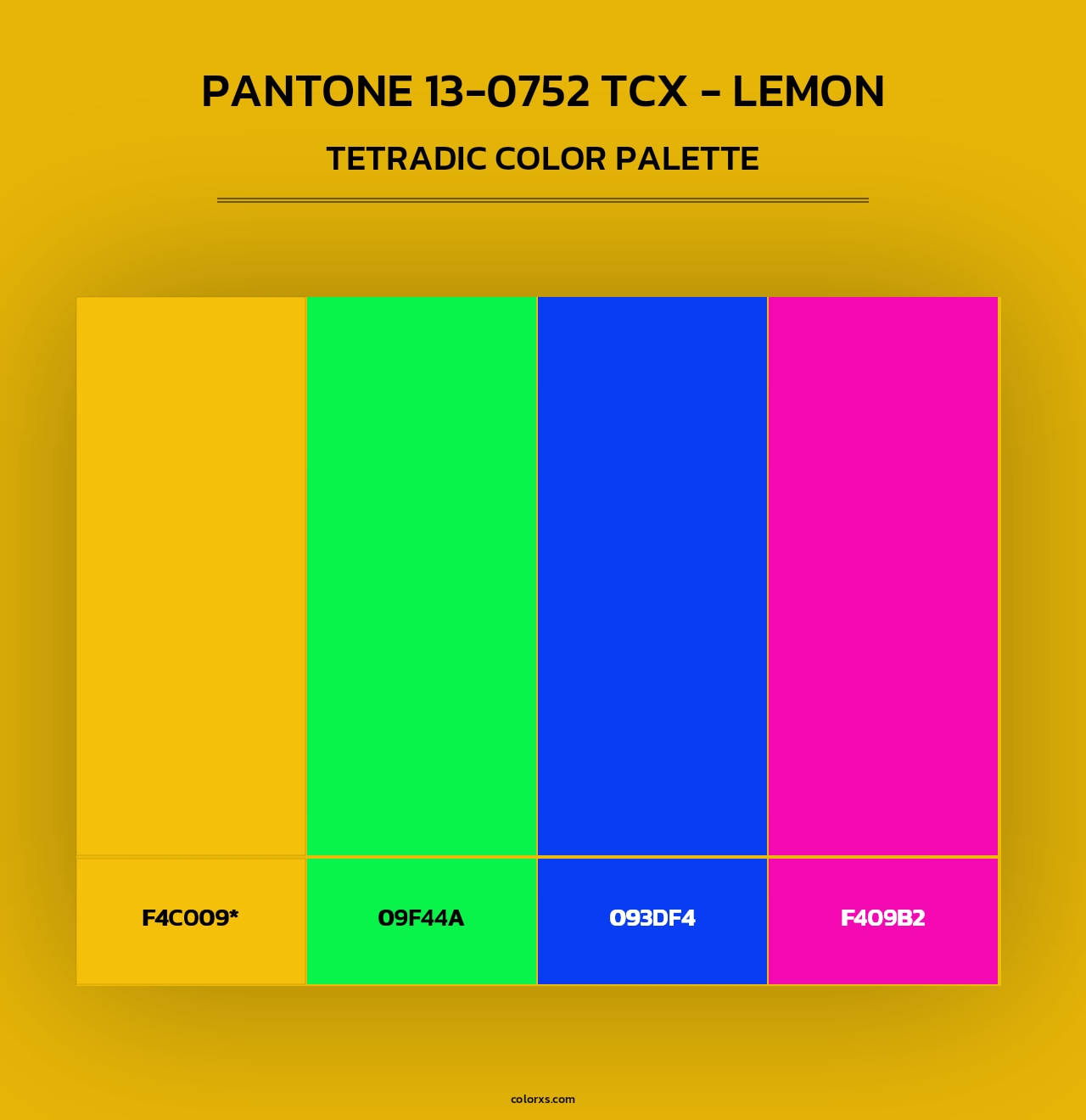 PANTONE 13-0752 TCX - Lemon - Tetradic Color Palette