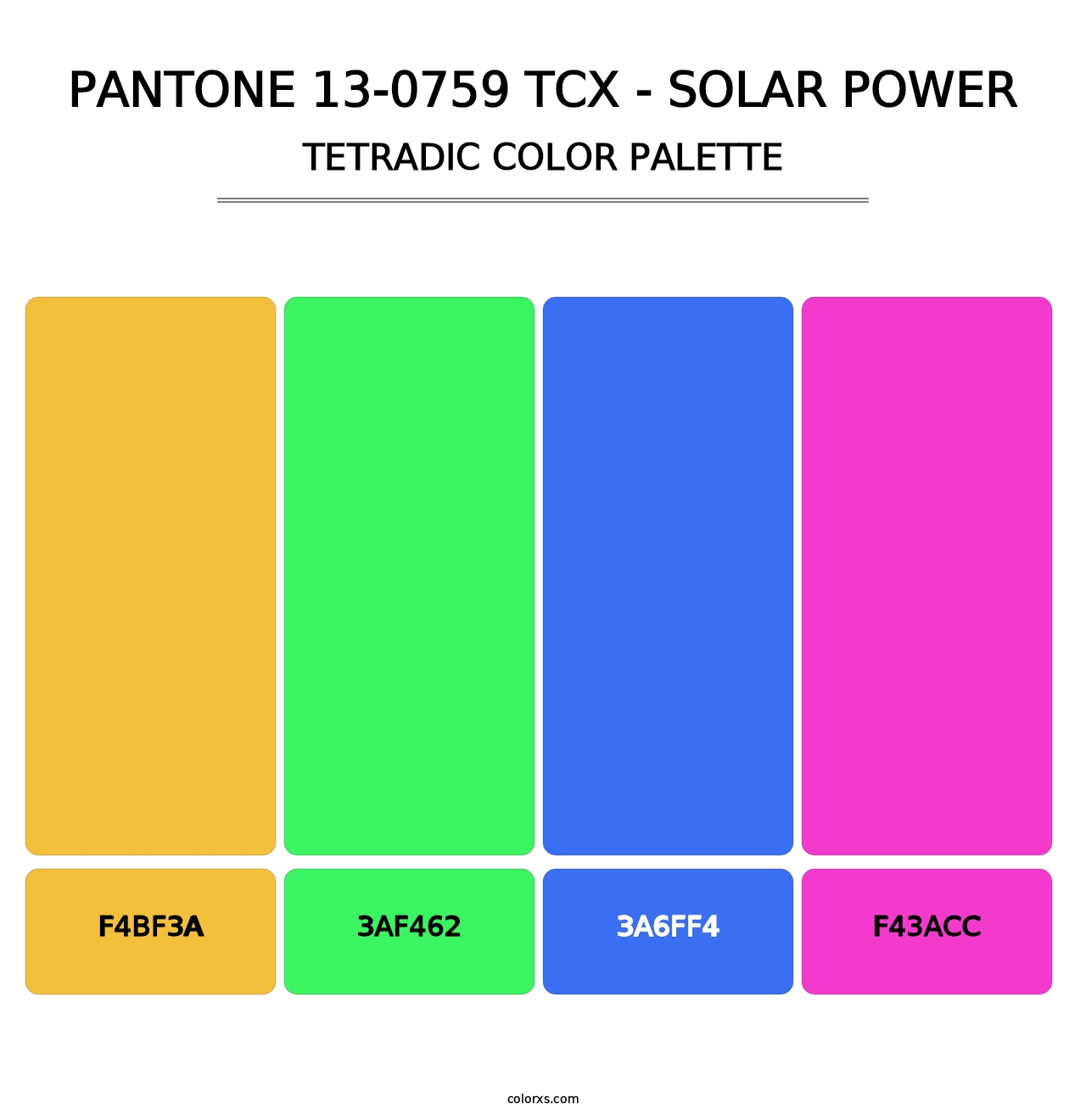 PANTONE 13-0759 TCX - Solar Power - Tetradic Color Palette