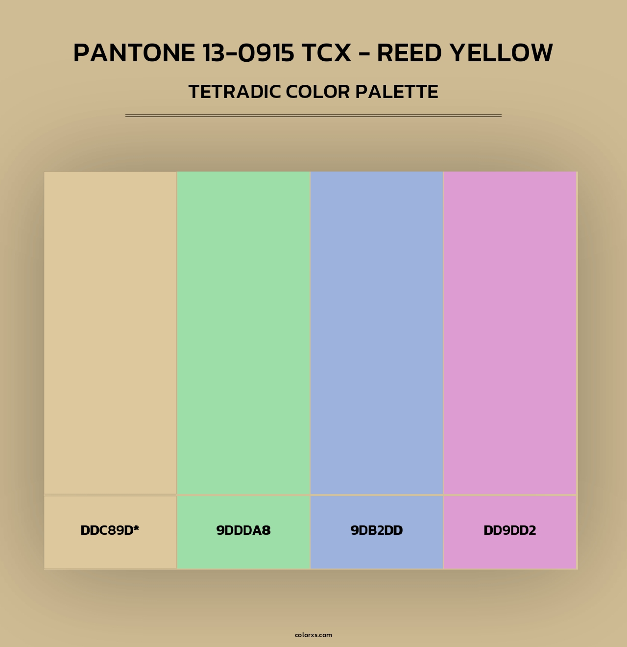 PANTONE 13-0915 TCX - Reed Yellow - Tetradic Color Palette