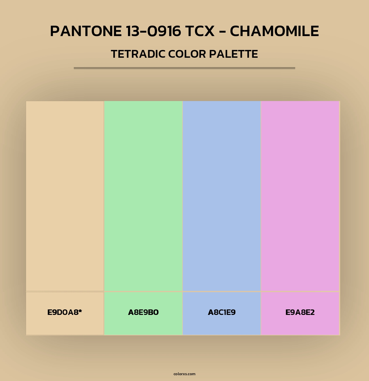 PANTONE 13-0916 TCX - Chamomile - Tetradic Color Palette