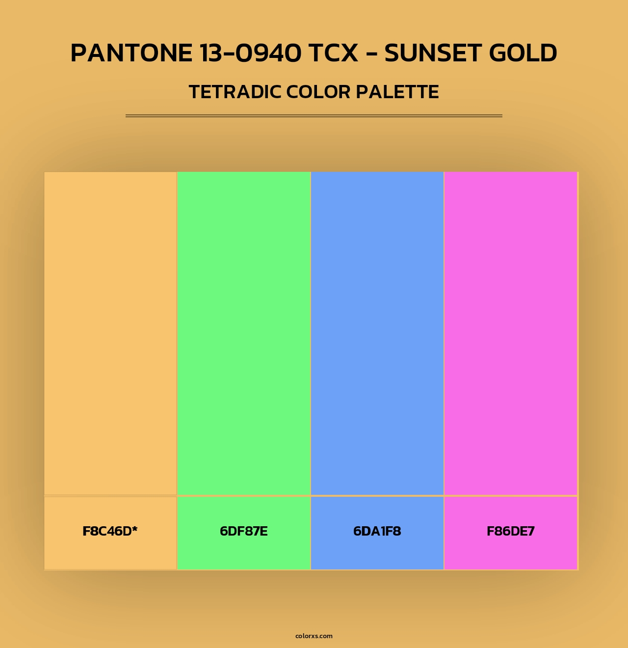 PANTONE 13-0940 TCX - Sunset Gold - Tetradic Color Palette
