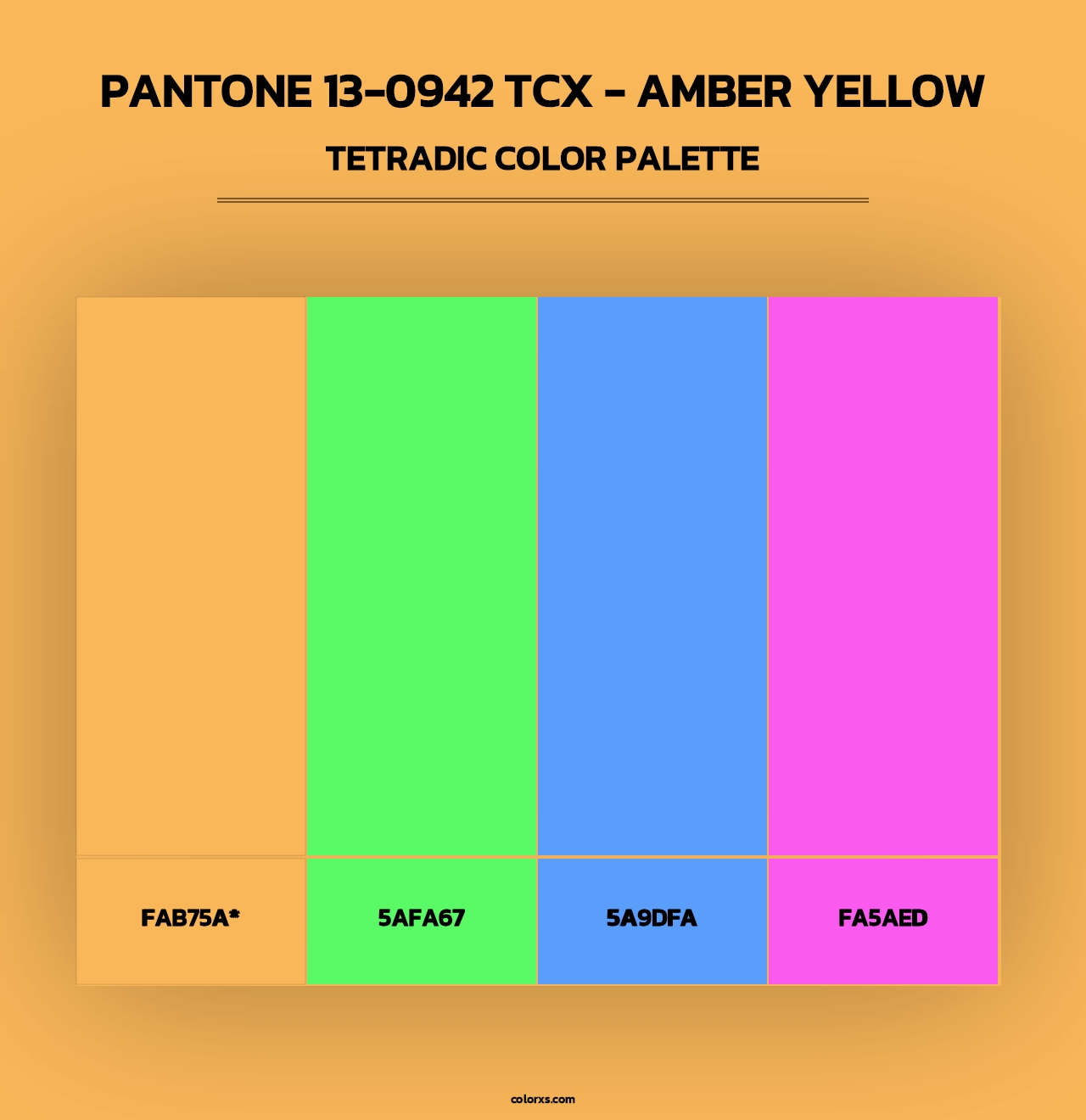 PANTONE 13-0942 TCX - Amber Yellow - Tetradic Color Palette