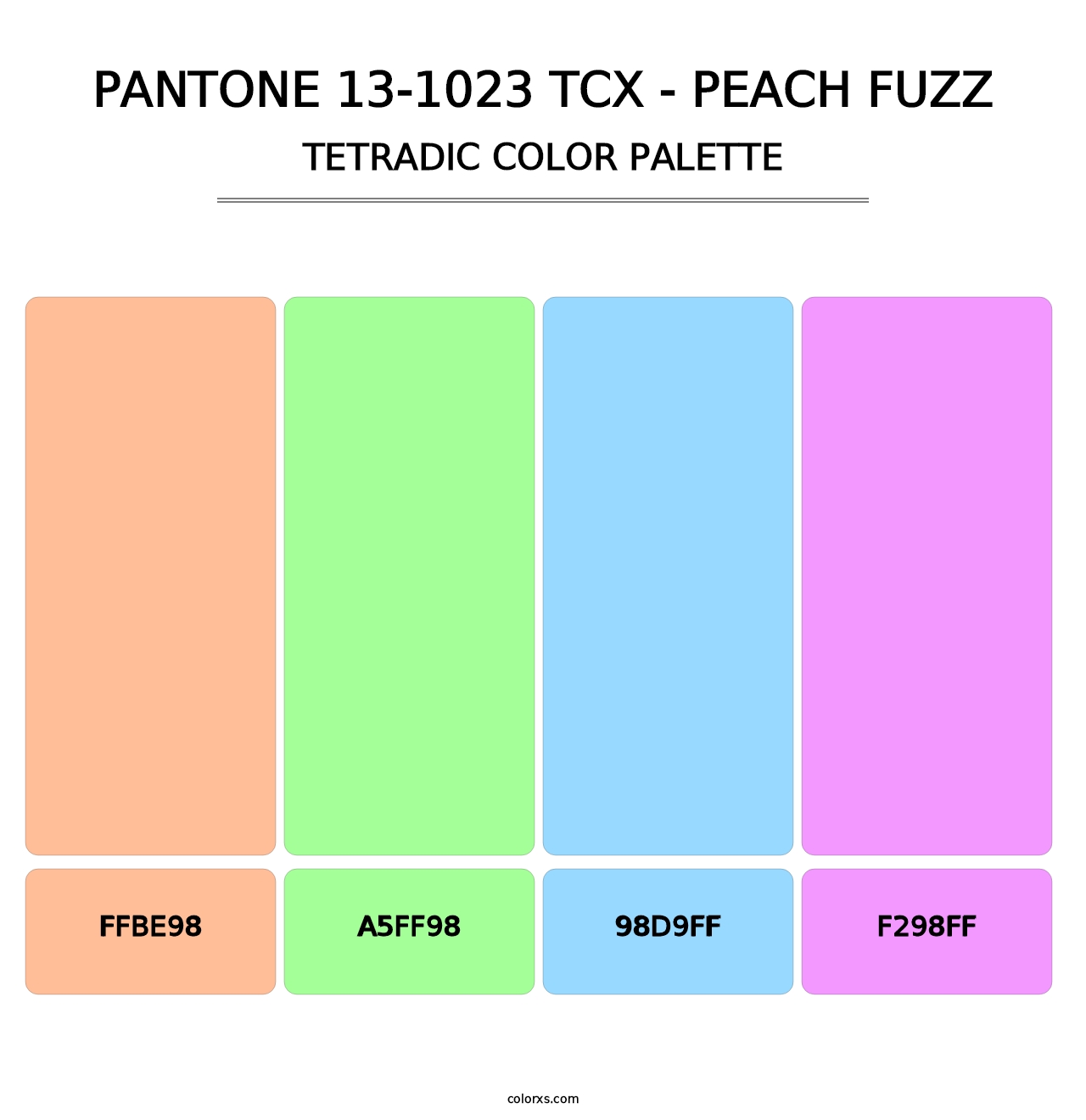 PANTONE 13-1023 TCX - Peach Fuzz - Tetradic Color Palette