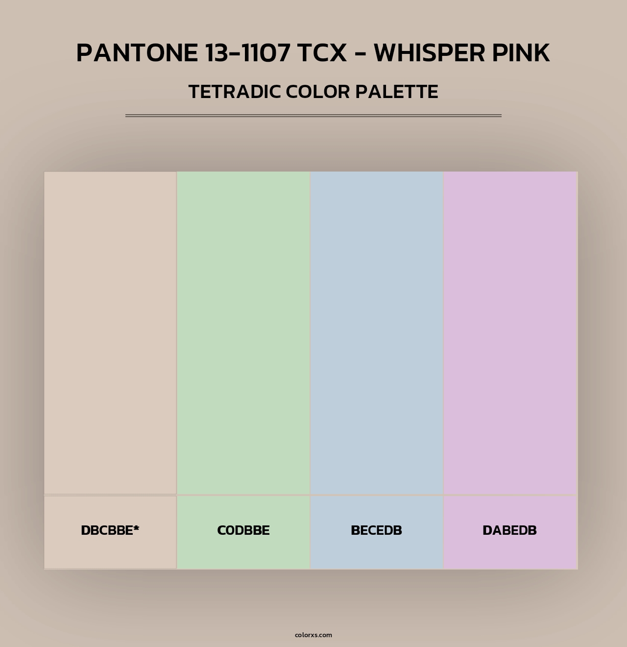 PANTONE 13-1107 TCX - Whisper Pink - Tetradic Color Palette