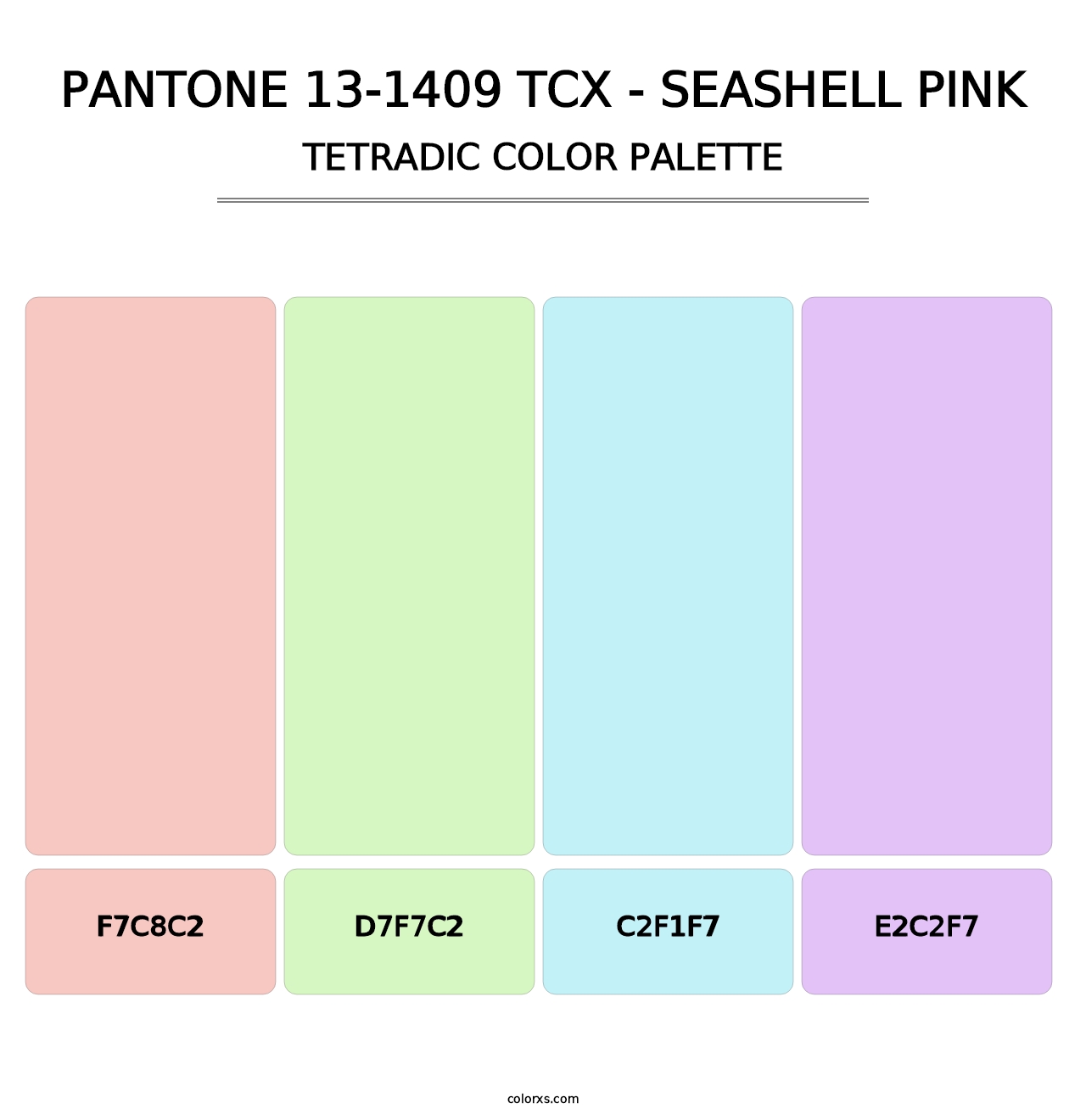 PANTONE 13-1409 TCX - Seashell Pink - Tetradic Color Palette