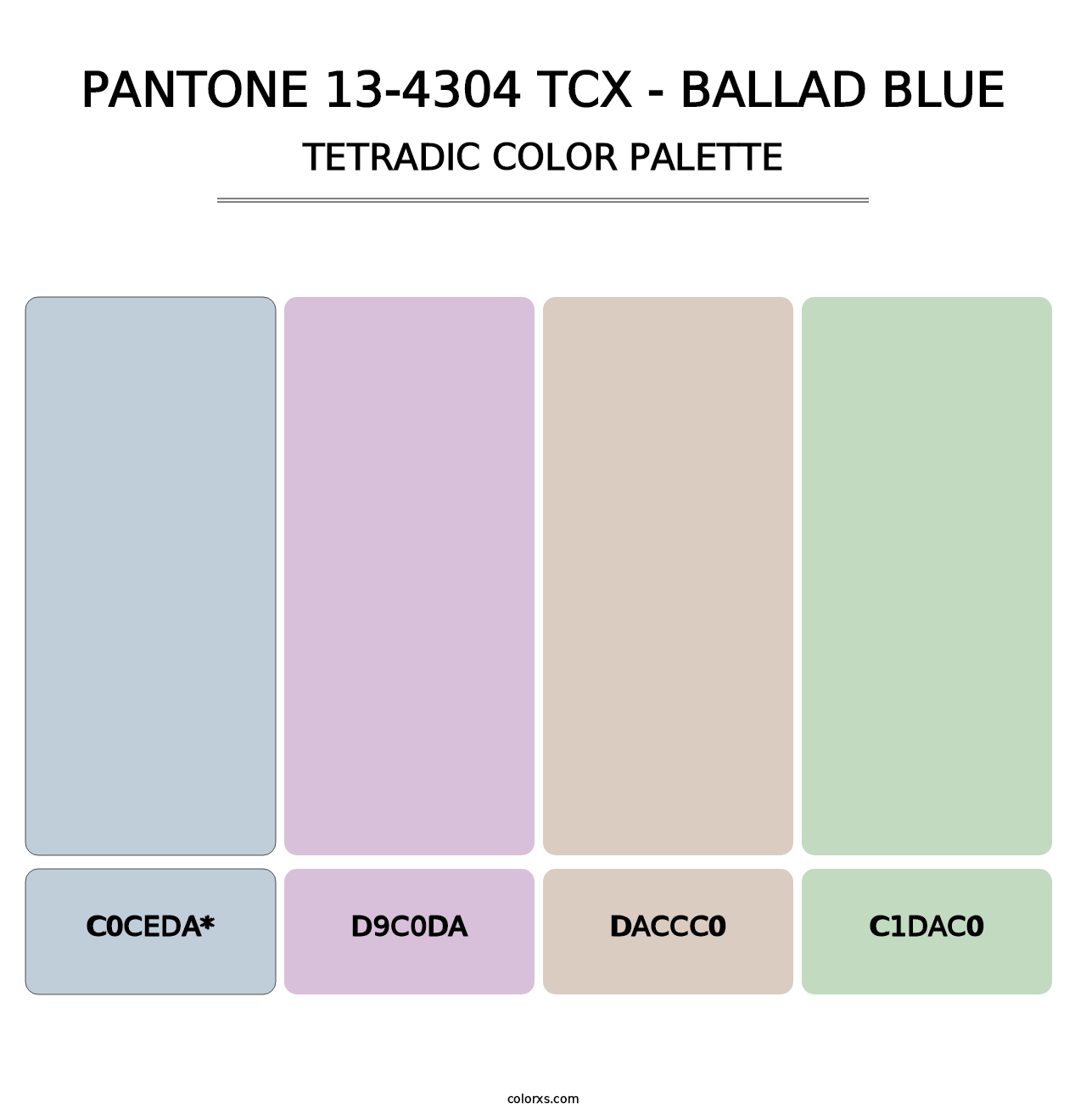 PANTONE 13-4304 TCX - Ballad Blue - Tetradic Color Palette