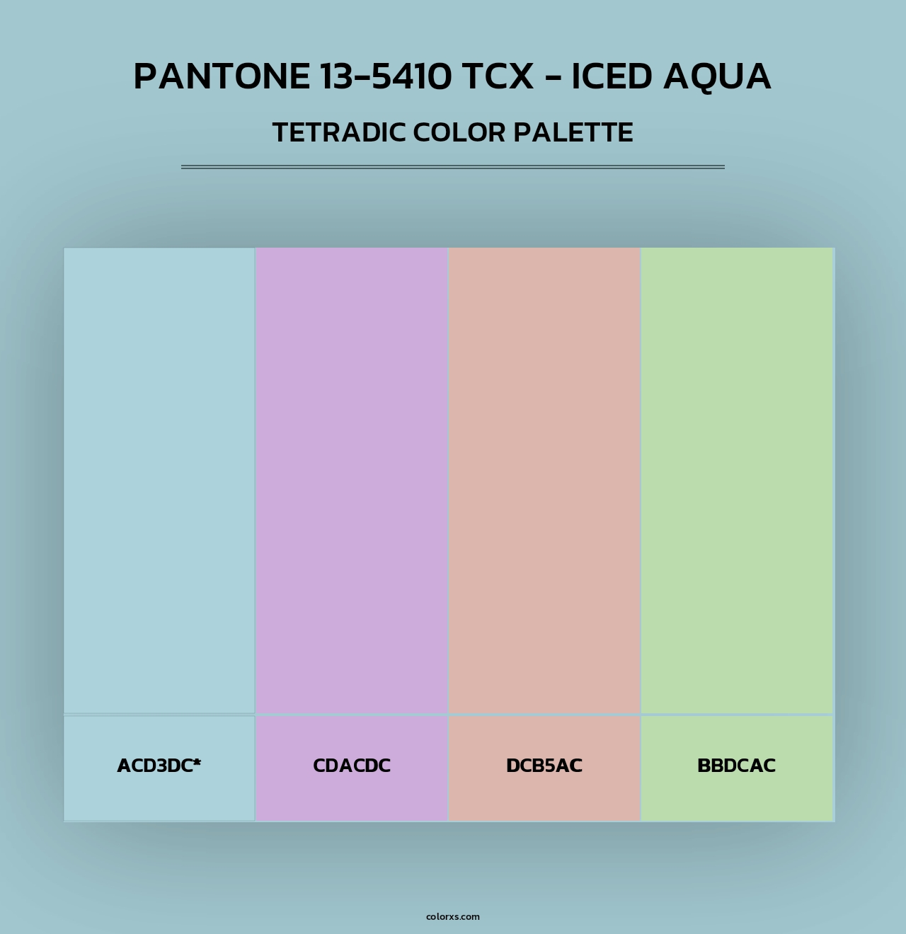 PANTONE 13-5410 TCX - Iced Aqua - Tetradic Color Palette
