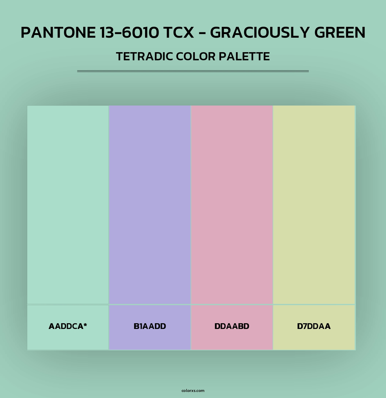 PANTONE 13-6010 TCX - Graciously Green - Tetradic Color Palette