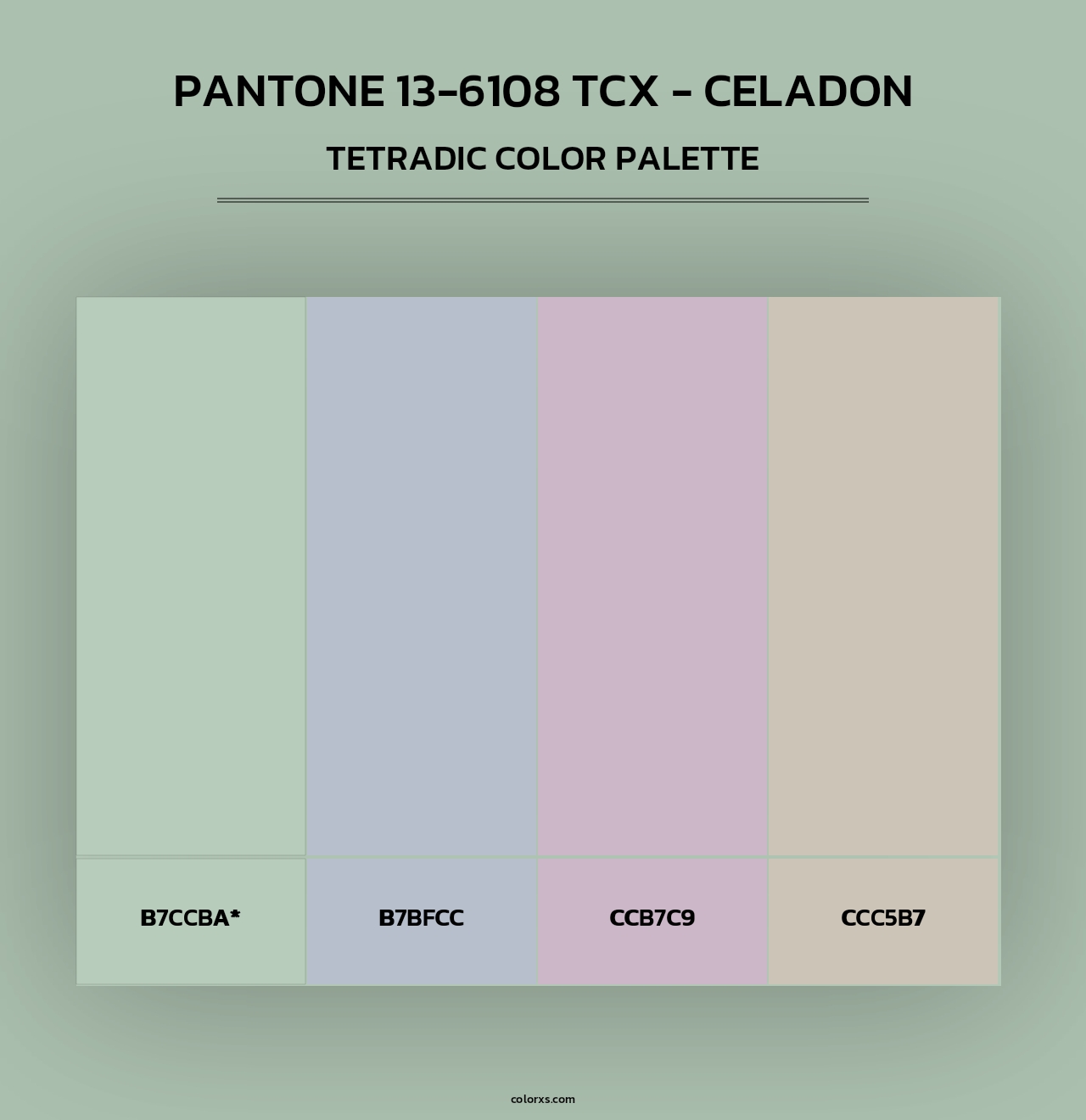 Pantone 13-6108 TCX - Celadon - Tetradic Color Palette