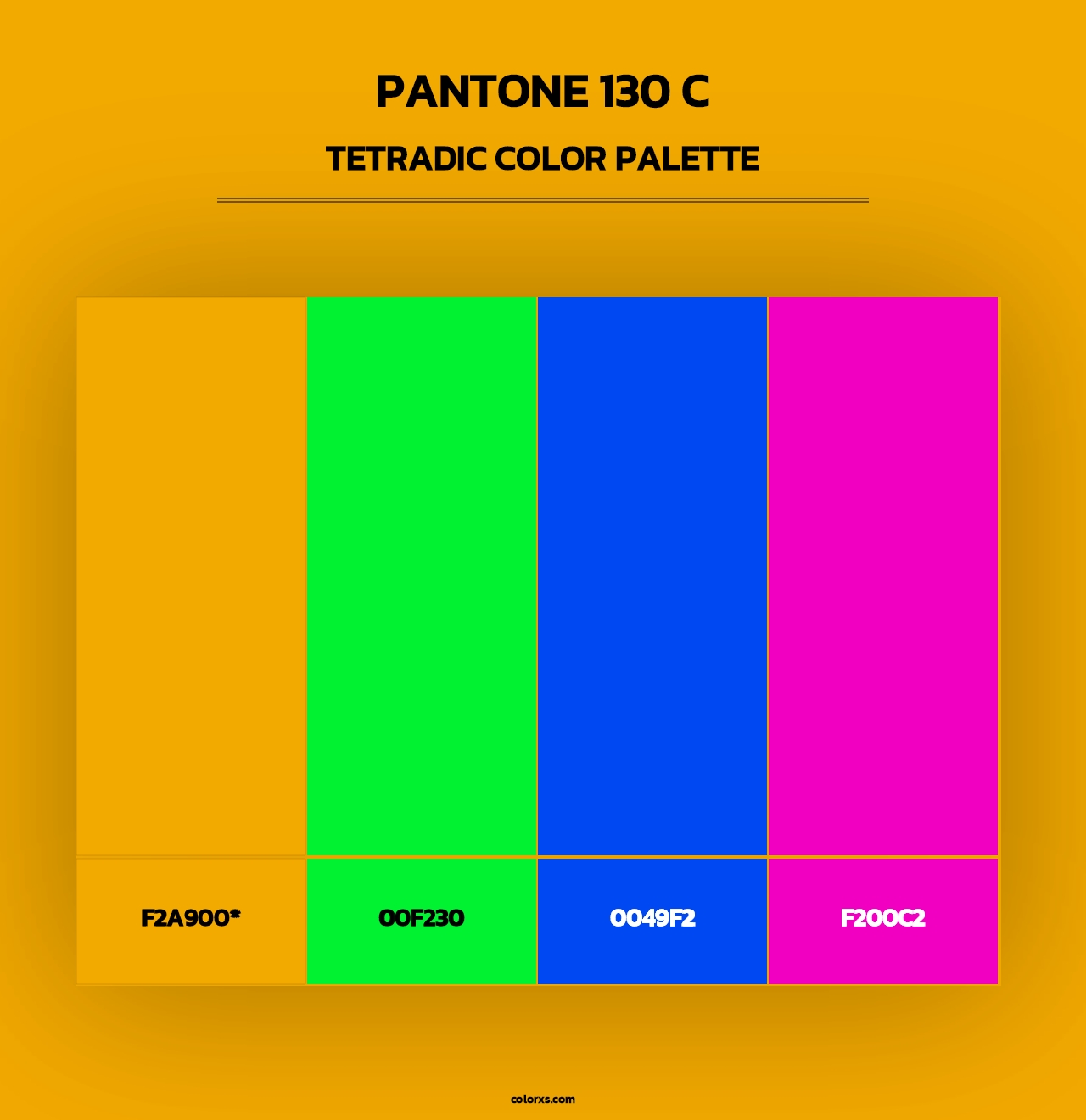 PANTONE 130 C - Tetradic Color Palette