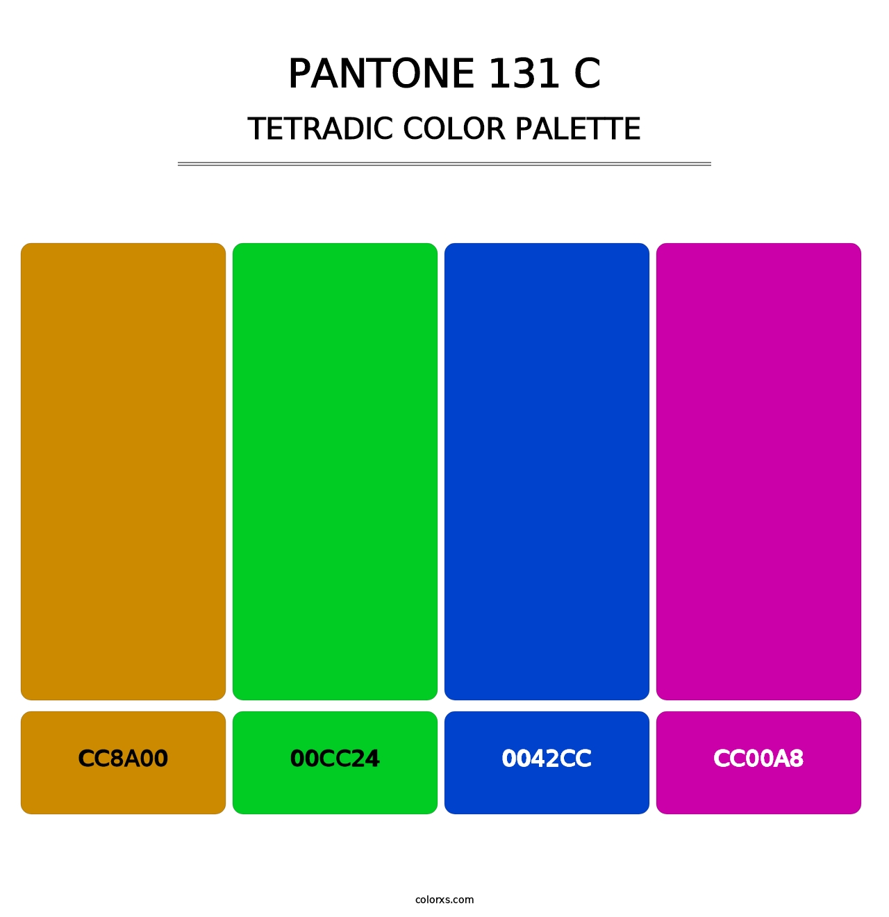 PANTONE 131 C - Tetradic Color Palette