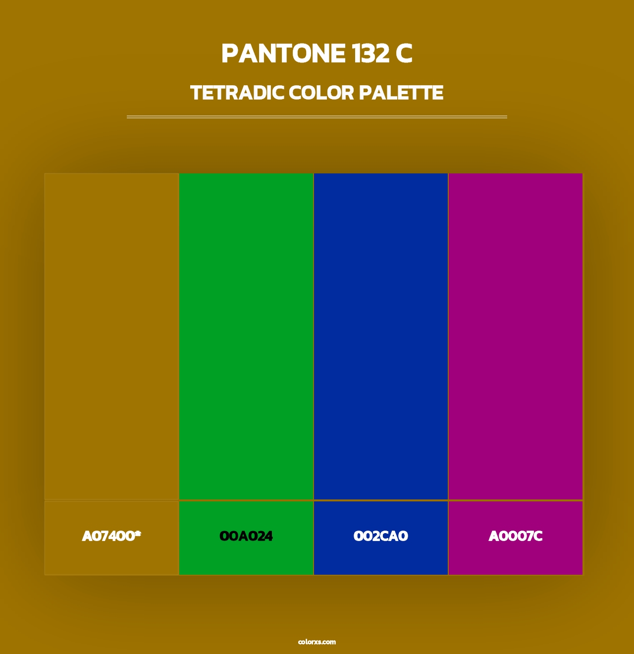 PANTONE 132 C - Tetradic Color Palette