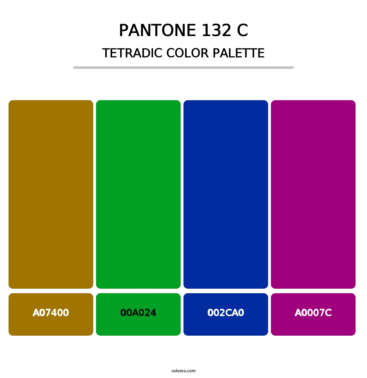 PANTONE 132 C - Tetradic Color Palette