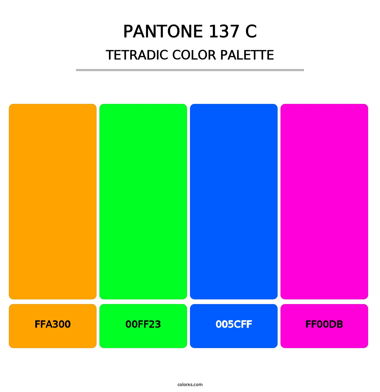 PANTONE 137 C - Tetradic Color Palette