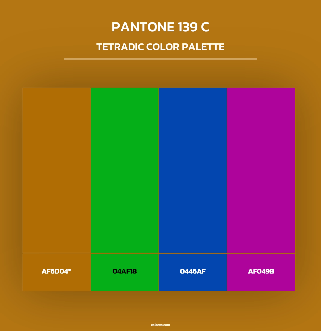PANTONE 139 C - Tetradic Color Palette