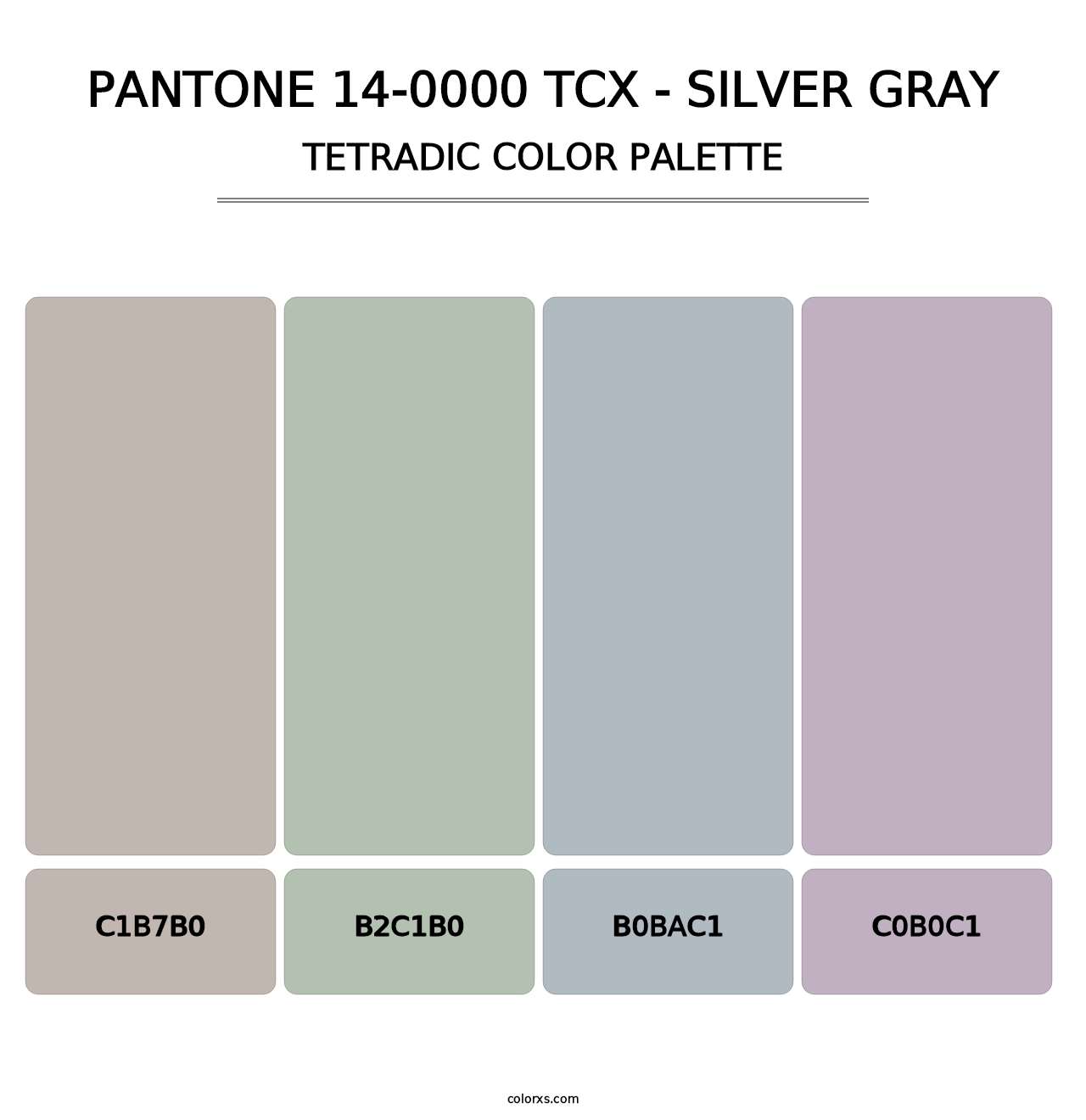 PANTONE 14-0000 TCX - Silver Gray - Tetradic Color Palette