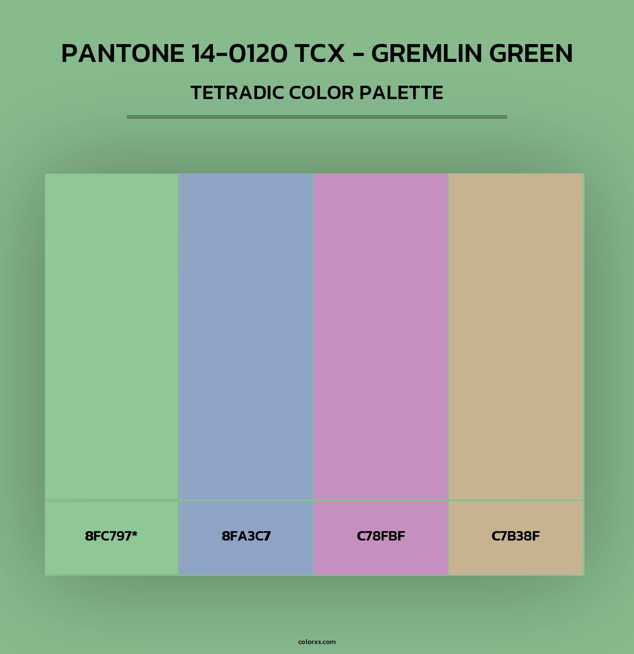 Pantone 14-0120 TCX - Gremlin Green - Tetradic Color Palette