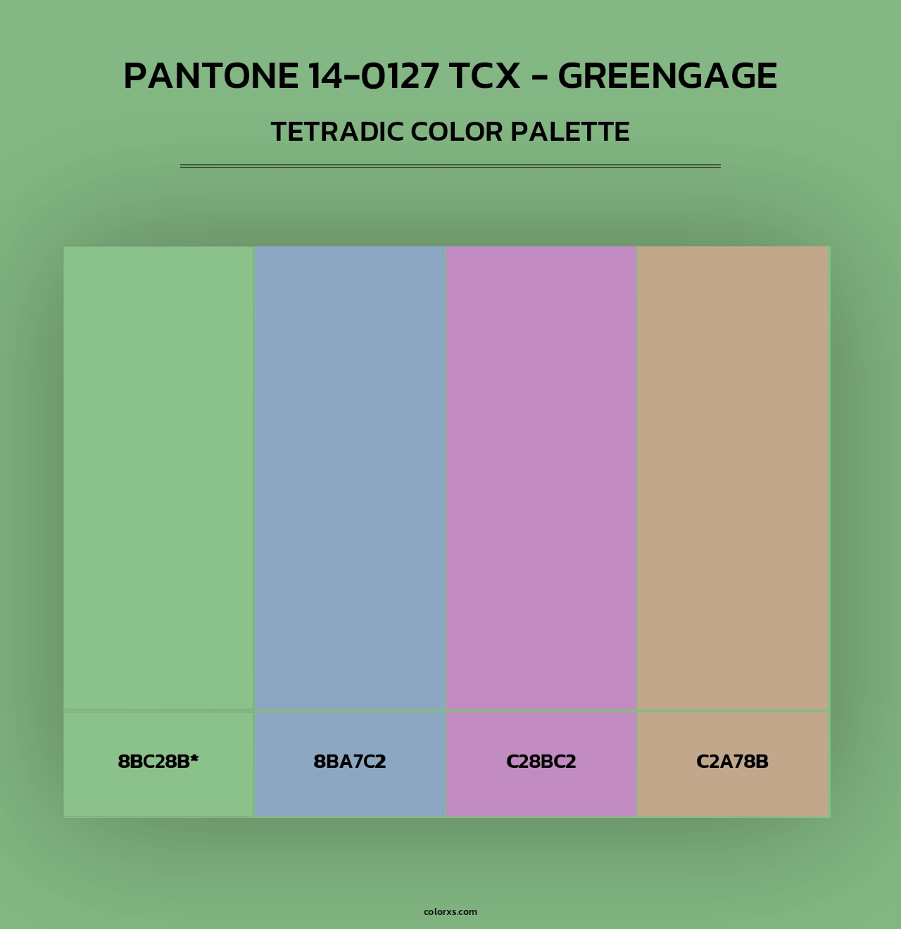 PANTONE 14-0127 TCX - Greengage - Tetradic Color Palette