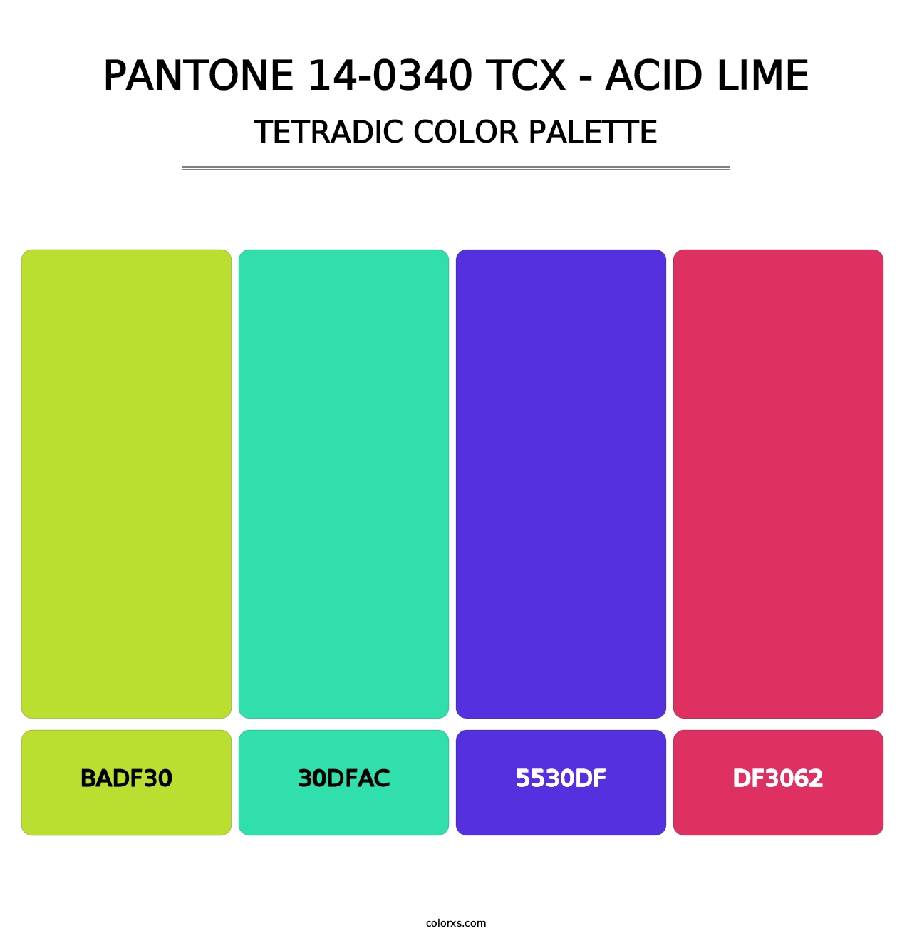 PANTONE 14-0340 TCX - Acid Lime - Tetradic Color Palette