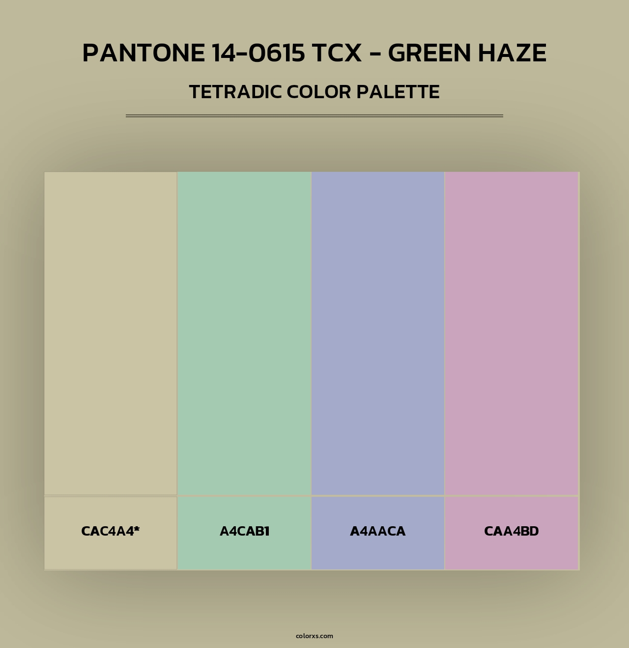 PANTONE 14-0615 TCX - Green Haze - Tetradic Color Palette