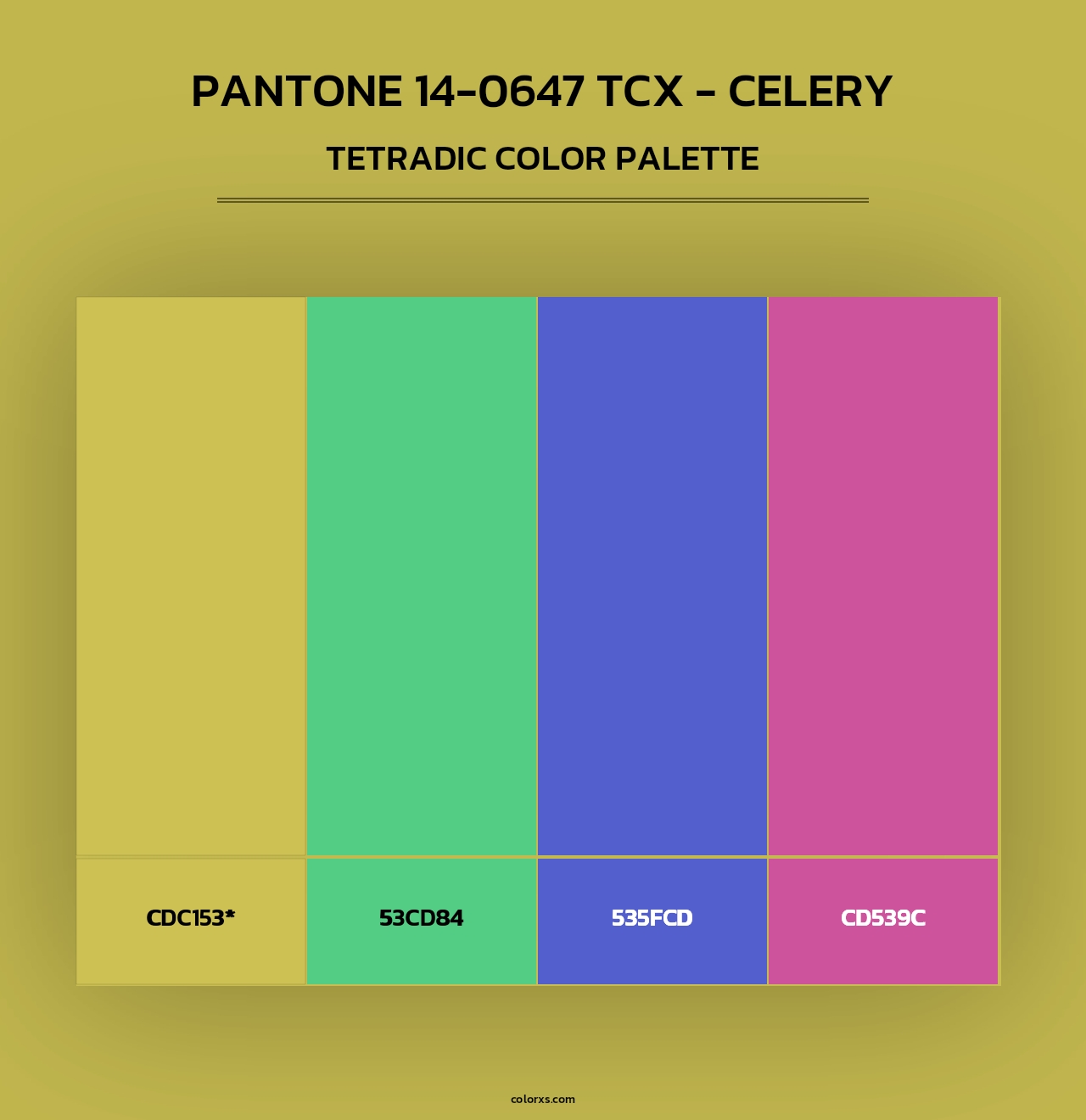 PANTONE 14-0647 TCX - Celery - Tetradic Color Palette
