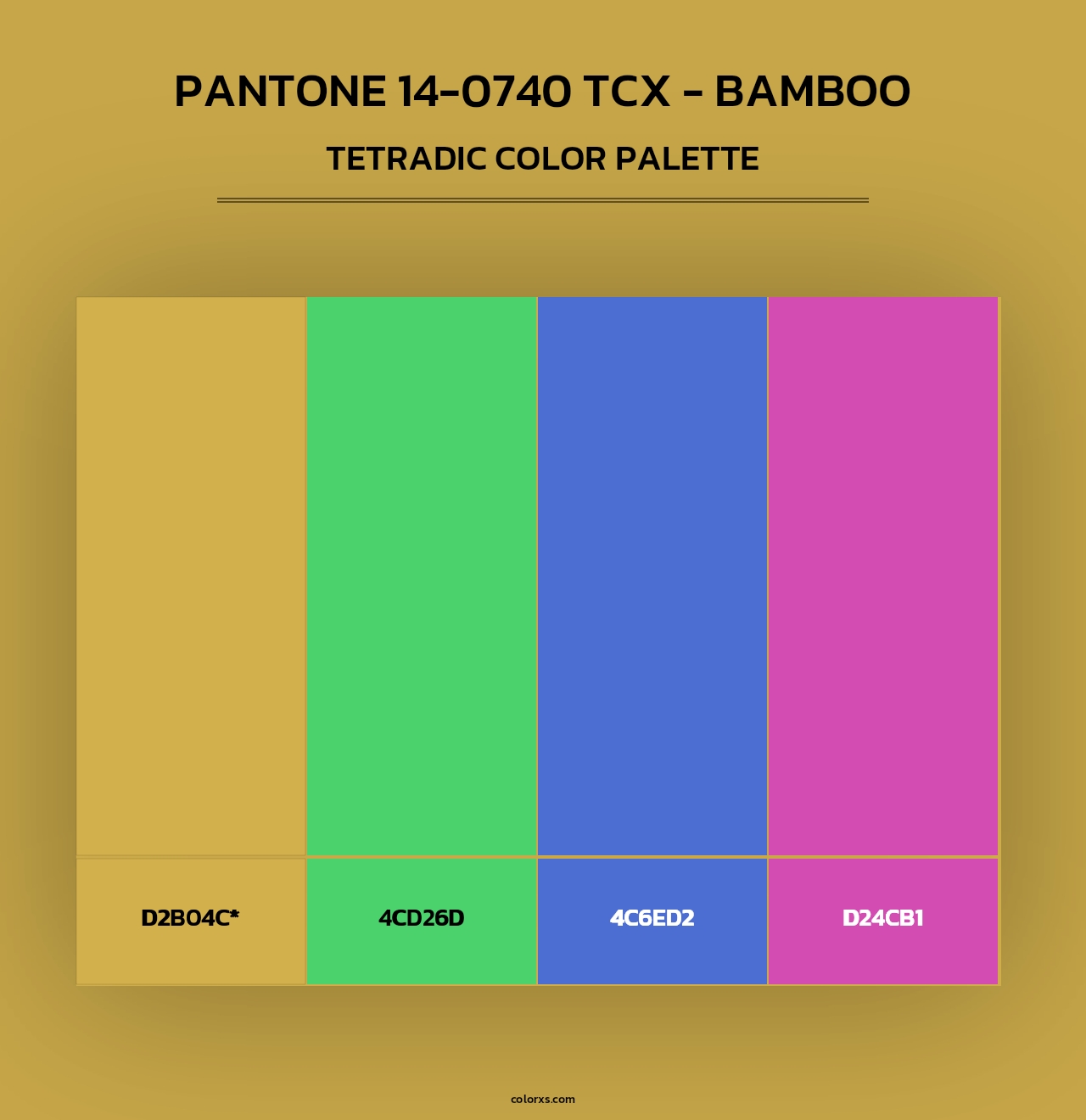 PANTONE 14-0740 TCX - Bamboo - Tetradic Color Palette