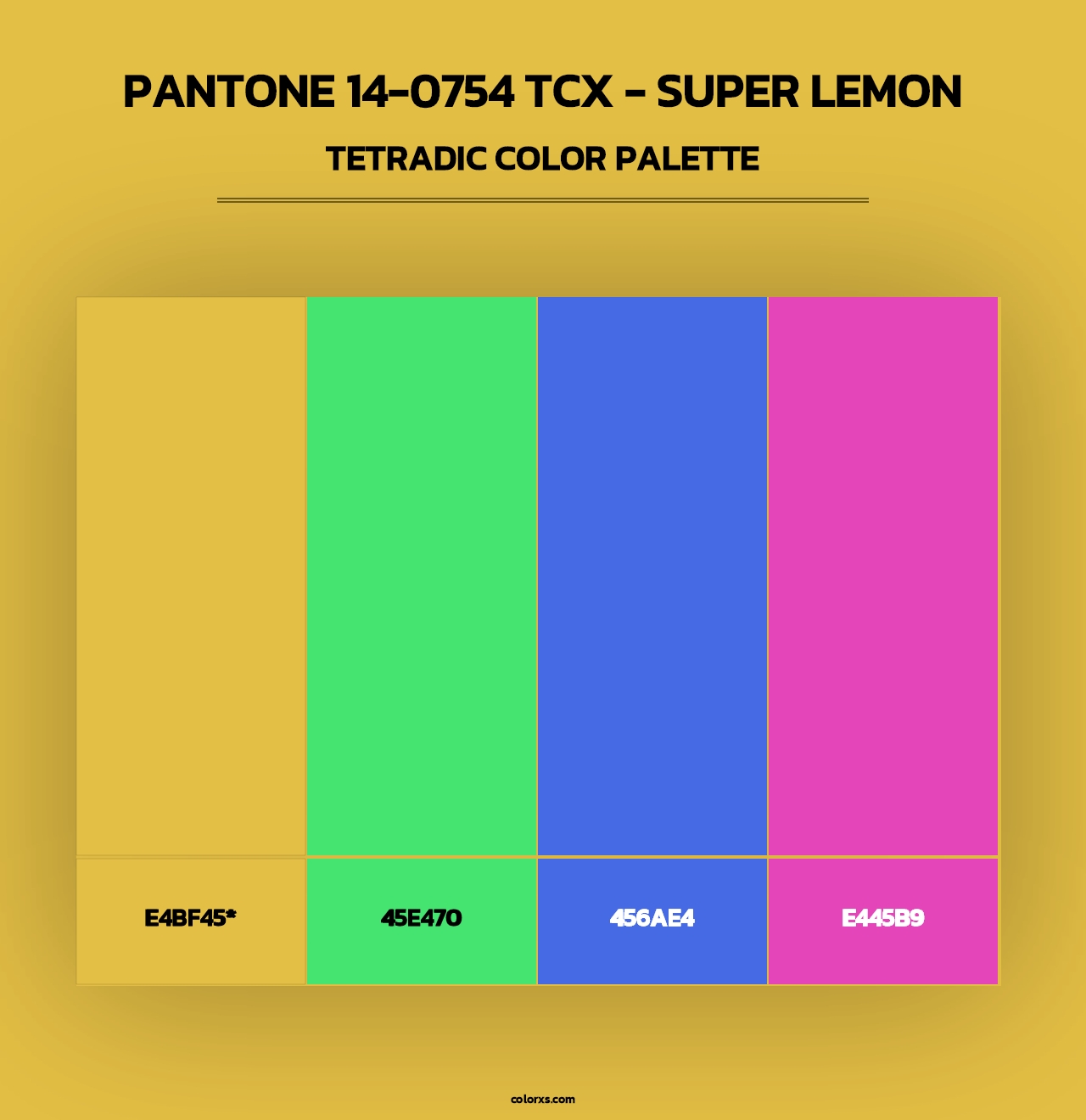 PANTONE 14-0754 TCX - Super Lemon - Tetradic Color Palette