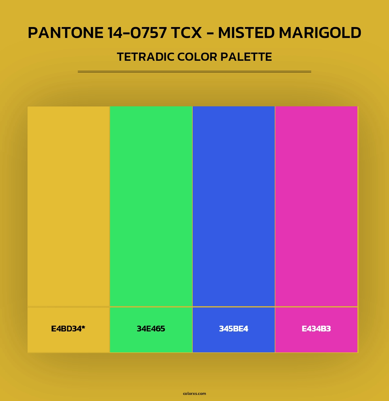 PANTONE 14-0757 TCX - Misted Marigold - Tetradic Color Palette