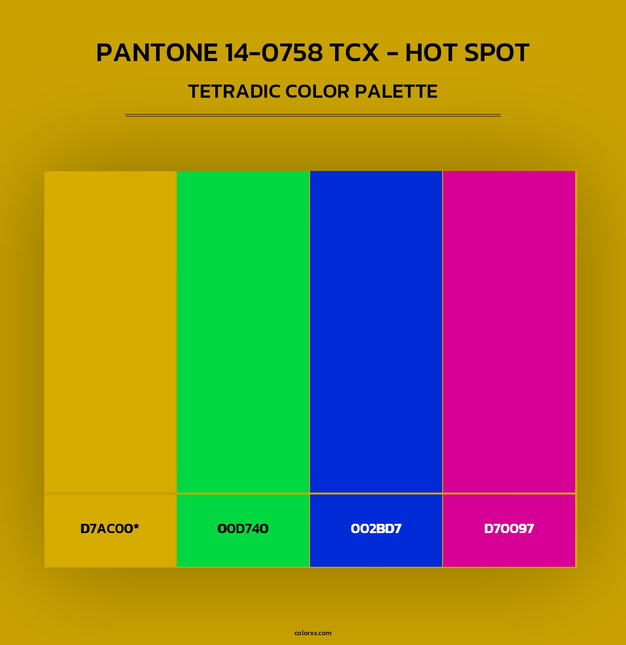 PANTONE 14-0758 TCX - Hot Spot - Tetradic Color Palette