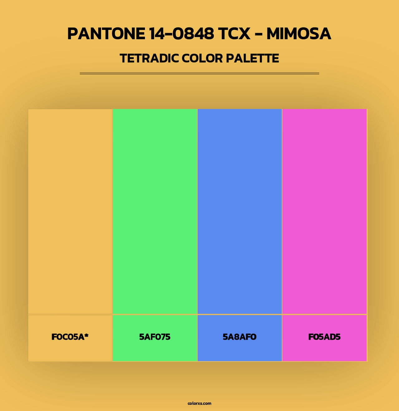 PANTONE 14-0848 TCX - Mimosa - Tetradic Color Palette