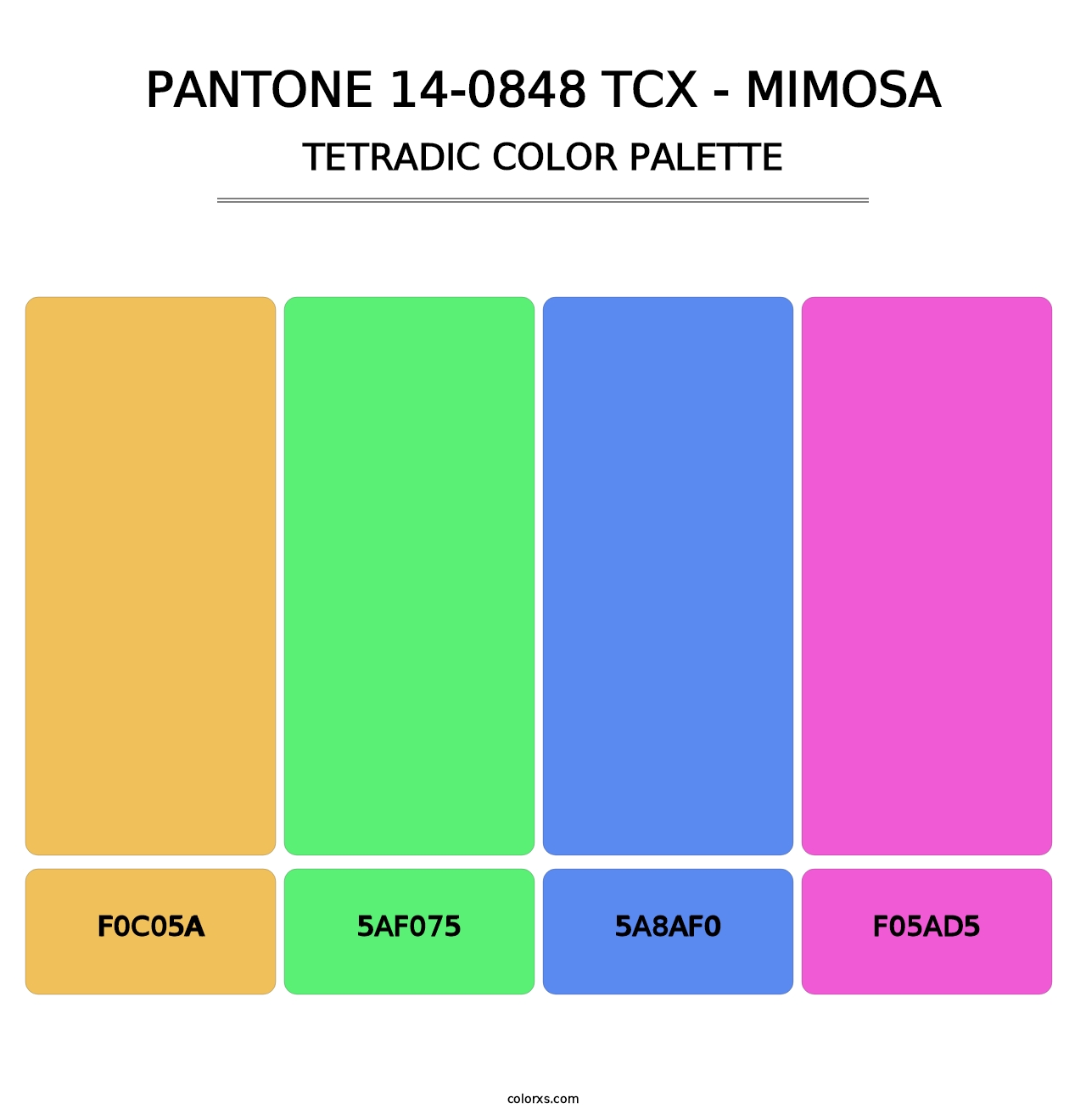 PANTONE 14-0848 TCX - Mimosa - Tetradic Color Palette