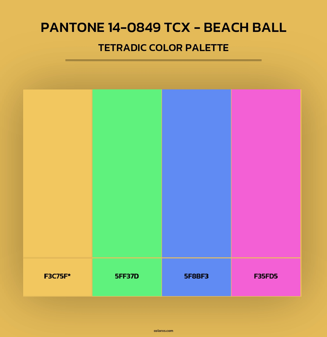 PANTONE 14-0849 TCX - Beach Ball - Tetradic Color Palette